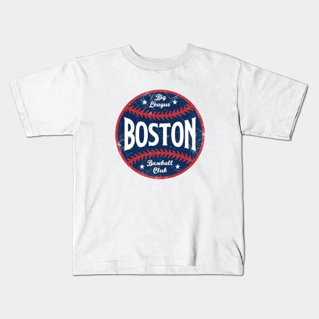 Boston Retro Big League Baseball - White Kids T-Shirt by KFig21